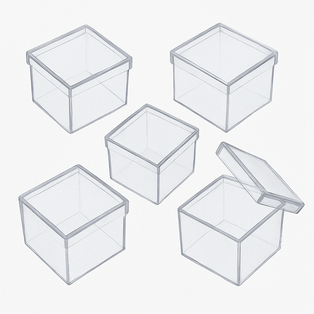100 Caixinhas para lembranças 5 x 5 acrilica - Transparente caixinha acrilica