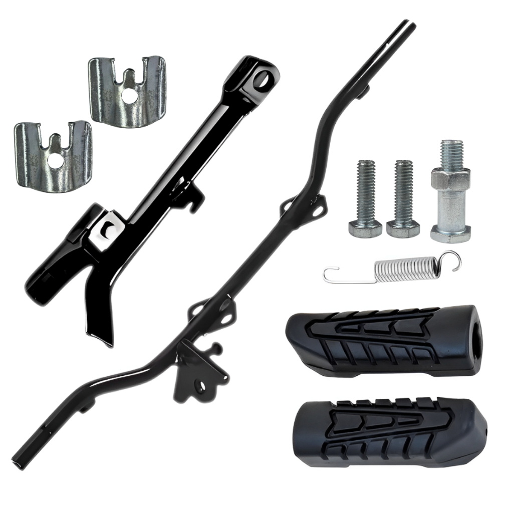 Kit Estribo Borracha Cavalete Lateral Pedal Apoio Mola Borracha Completo  Cg Titan Fan Start 125 150 160
