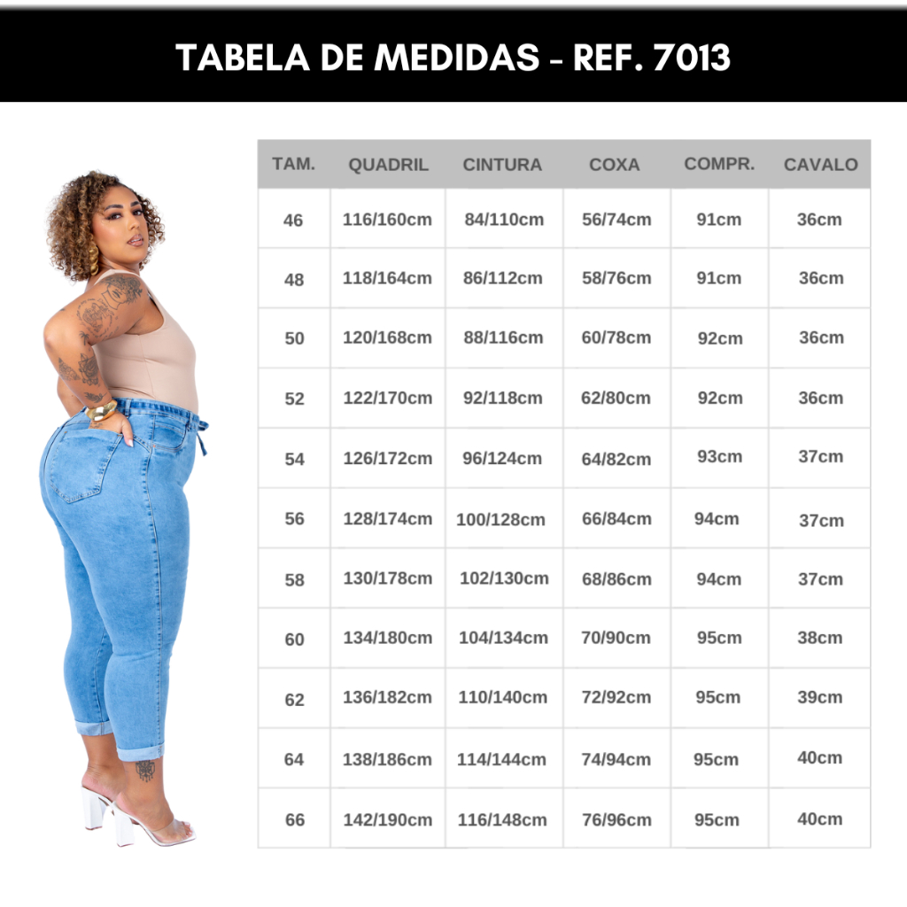 Detalhes do Calça Jeans Capri Plus Size Cintura Alta  Com Lycra Premium Levanta Bumbum