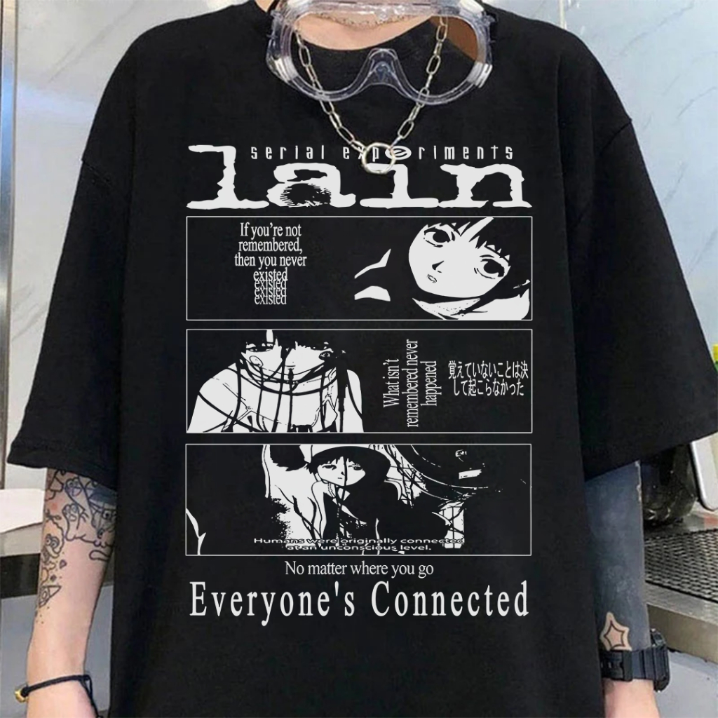 Camiseta T-shirt Unissex Algodão Serial Experiments Lain em Oferta na Shopee