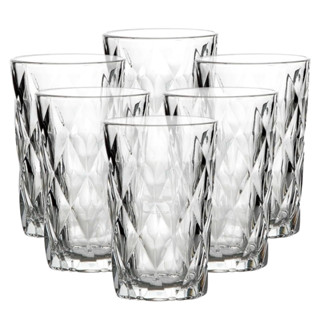 Jogo De Copos Diamante De Vidro 6 Peças 400ml Água Suco