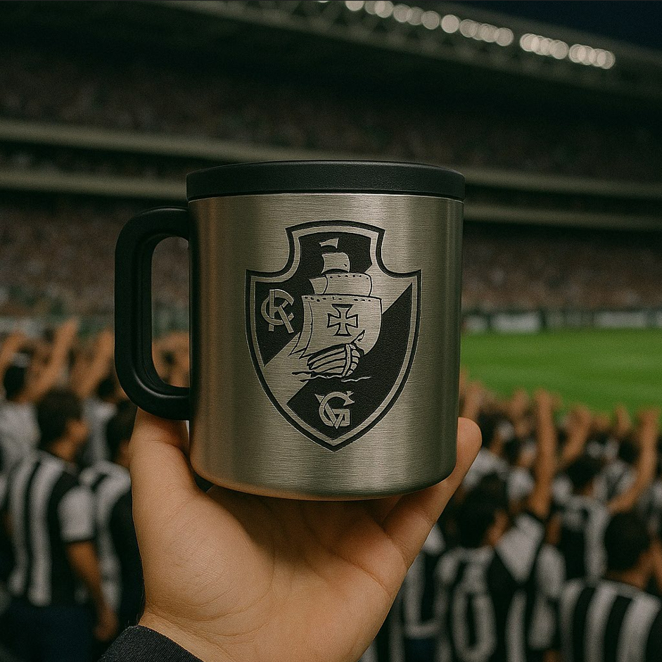 Caneca Térmica Inox Vasco da Gama Personalizada Criativo com Tampa Resistente