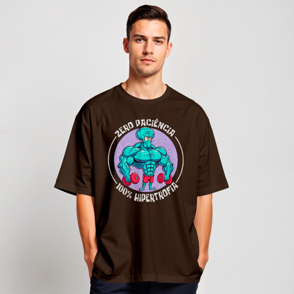 Camiseta Oversized Molusco Zero Paciencia Academia Estampada Desenho Animado REF 2714 Home Custom