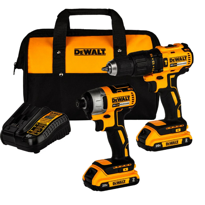 Kit Parafusadeira Furadeira Impacto 1/2+Parafusadeira Impacto 1/4+2 Bat+Carreg+Bolsa DeWalt DCK276D2