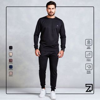 Conjunto Moletom Gola Careca Masculino Liso Calça Agasalho em Oferta na Shopee
