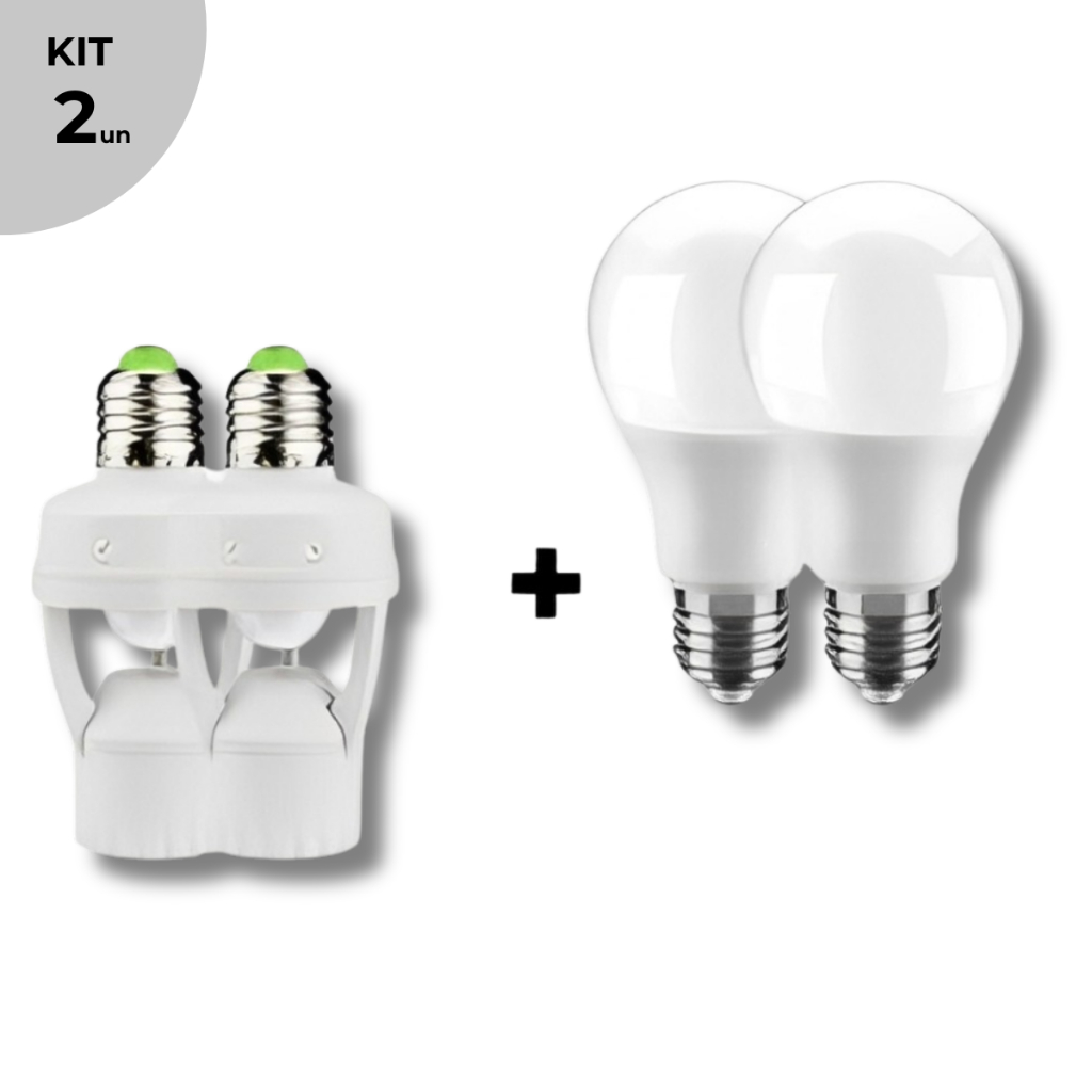 Kit 2 Soquete Bocal E27 Bivolt Com Sensor De Presença Movimento 360º + 2 Lâmpada LED 12w em Oferta na Shopee