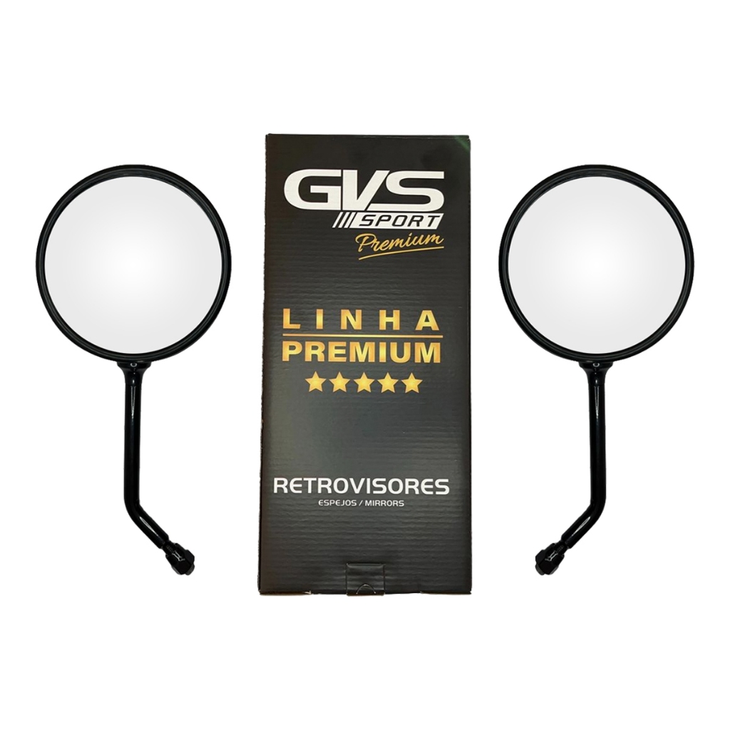 Retrovisor Custom Redondo Preto Gvs Lente Convexa Luiz Xv em Oferta na Shopee