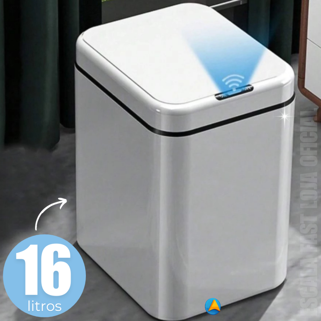 Lixeira 16L Automática Eletrônica com Sensor de Presença Chique para Banheiro Cozinha ou Escritório