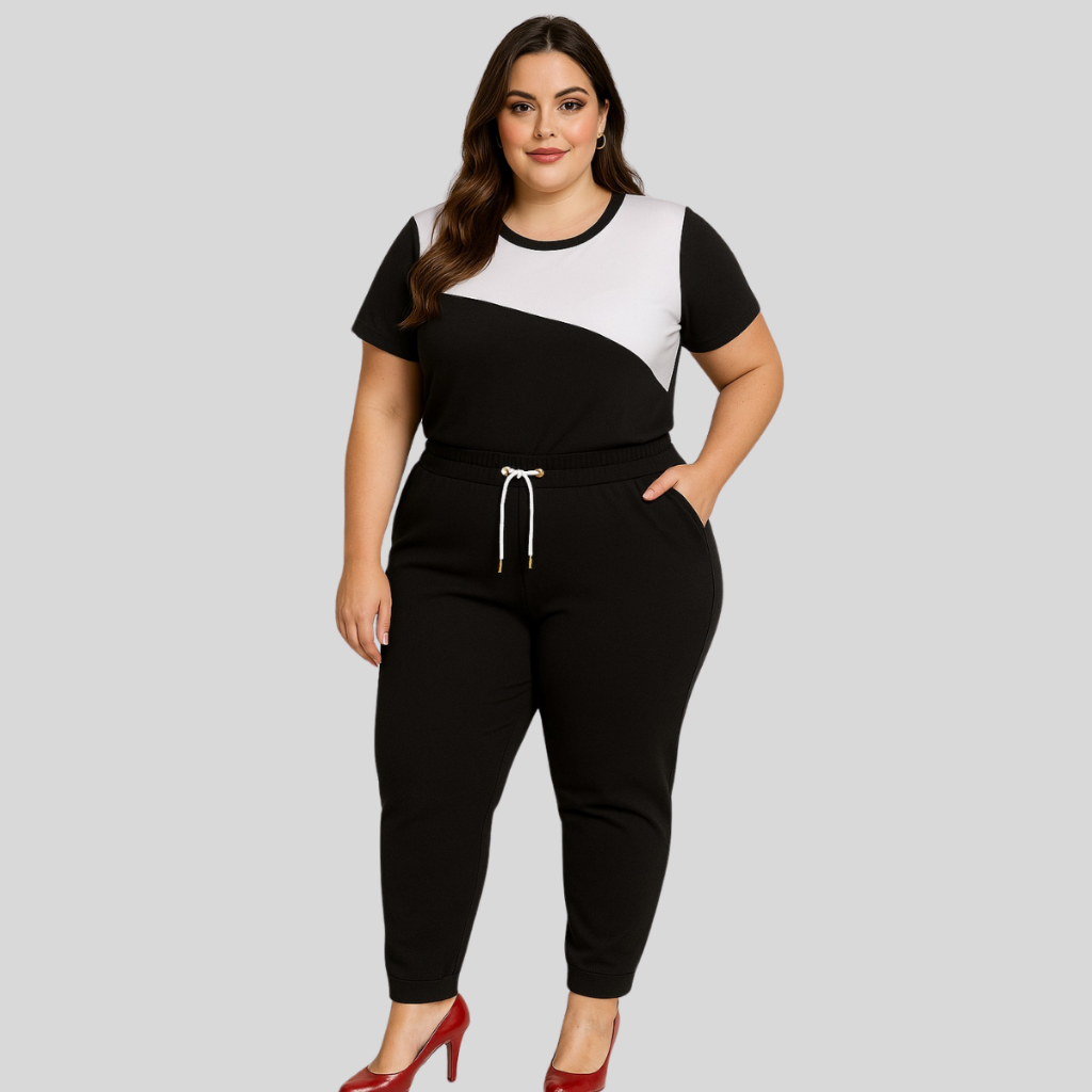 Conjunto Plus Size Feminino de Calça no Crepe de Malha. Conjunto de Frio Plus Size Feminino. Veste do 46 ao 54. em Oferta na Shopee