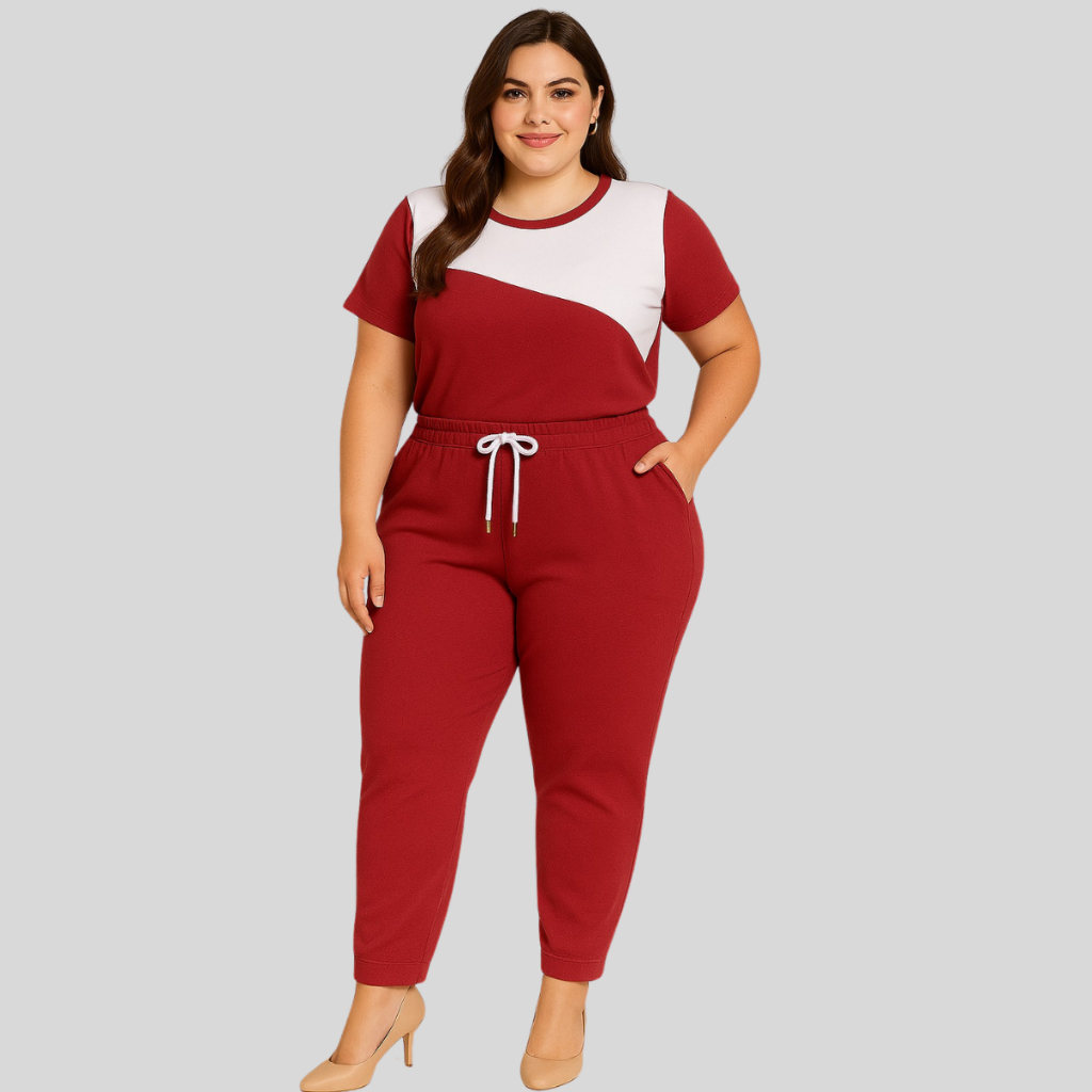 Conjunto Blusa e Calça Plus Size Feminino. Conjunto Plus Size Feminino no Crepe de Malha.