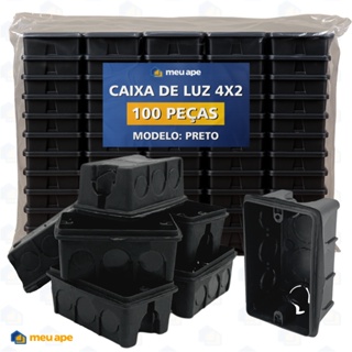100 Caixa de Luz 4x2 Reforçada P/ Tomada Interruptor Embutir Preto em Oferta na Shopee