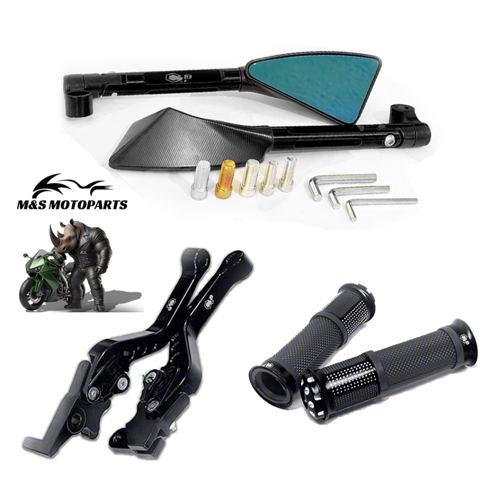 Kit Esportivo Retrovisor Tomok + Manete + Manopla P/ Moto Honda Titan 150 e Fan 125 e 150 - Twister