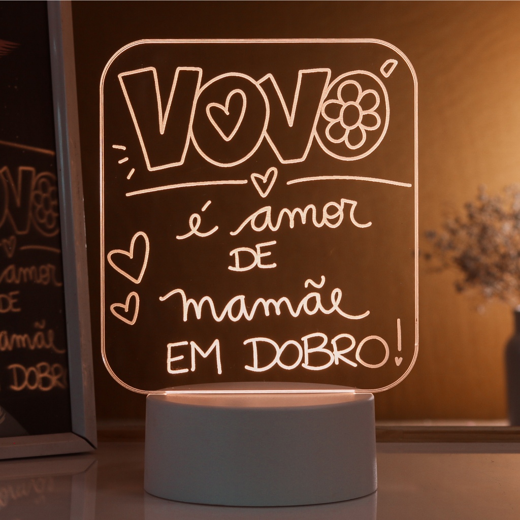 Luminária LED 3D de Mesa / Presente Criativo / Dia Das Mães - vovó é o amor de mamãe em dobro, avó