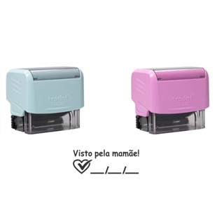 Carimbo VISTO PELA MAMÃE com CAMPO DE DATA - 14x38mm em Oferta na Shopee