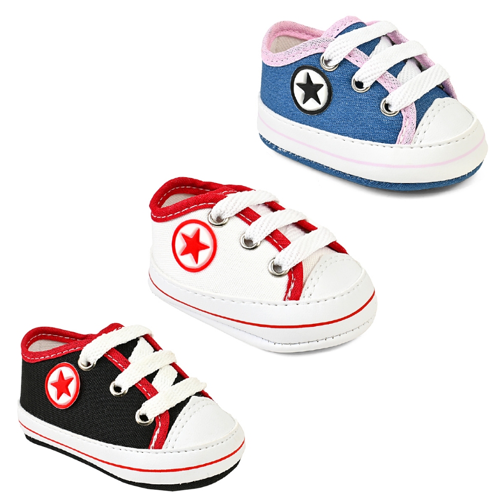 Kit 3 pares Sapatinho De Bebe para recém nascido T12