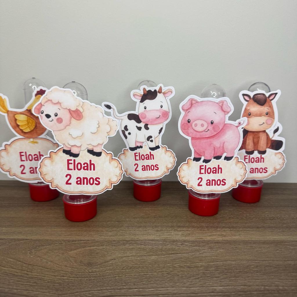 Tubetes + Apliques 3D Personalizado Lembrancinha Festa Aniversário Fazendinha