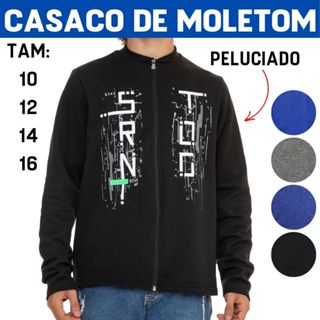 Jaqueta Estampada Moletom Peluciado Gola e Ziper 3076-A em Oferta na Shopee