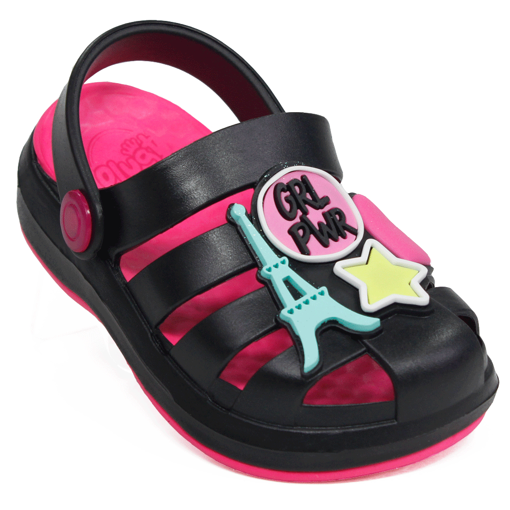 Babuche Sandália Menina Plugt Kids Girl Power Paris Confortável Macio Plugt Anatômico Leve em Oferta na Shopee