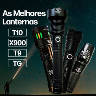 Lanterna LED Recarregável Tática TG/T9/T10/X900 LED Vigilante Pesca Militar Mais Forte do Mundo