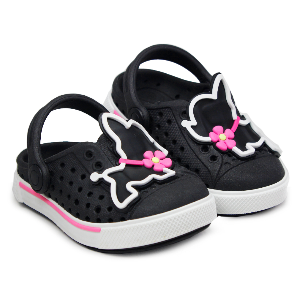 Babuche Infantil Menina Plugt Joy Enfeite Pets Confortável Antiderrapante Preto Baby Primeiros Passo