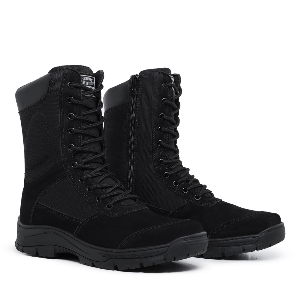 Bota Militar Tática Couro com Zíper Marotto