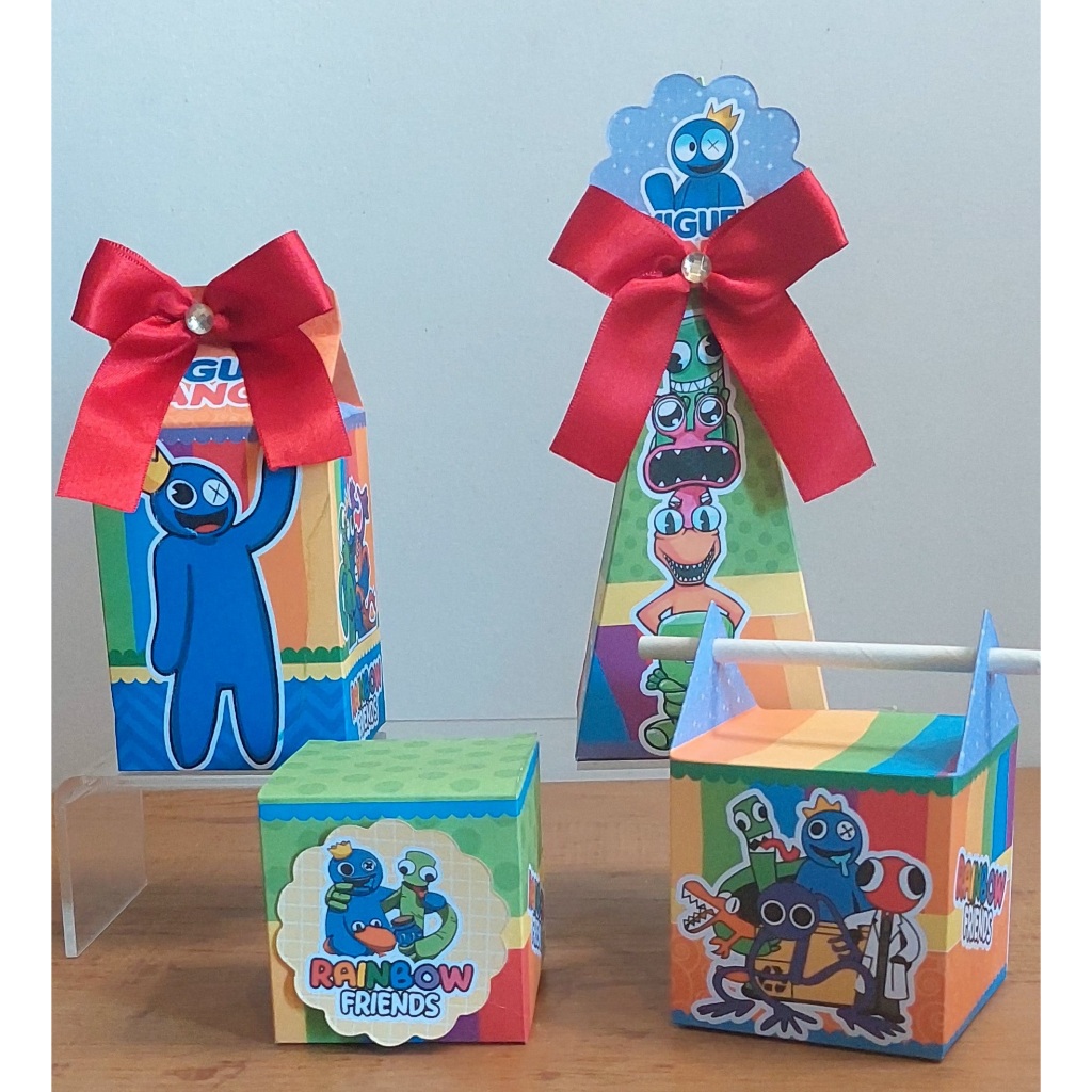 Kit Caixinhas Personalizadas Rainbow Friends Lembrançinha Azul Babão  Caixa