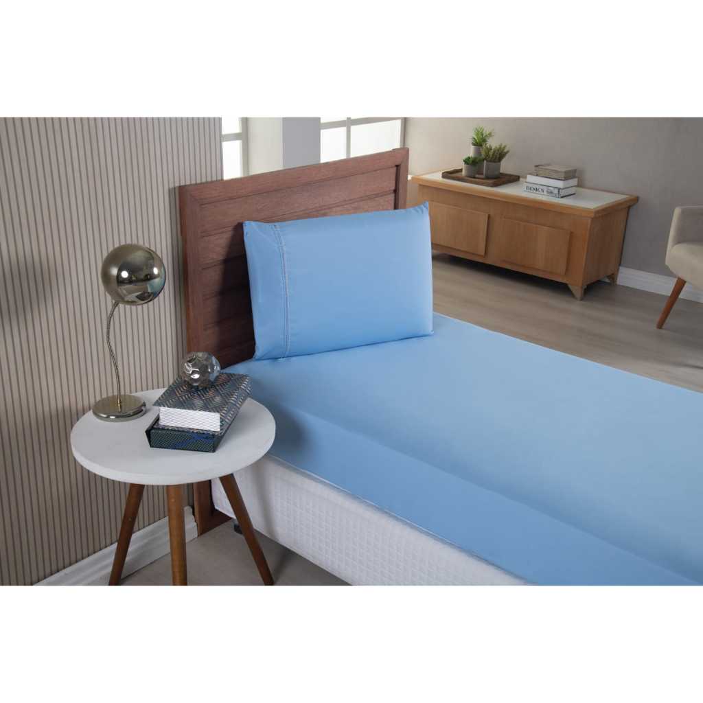 Jogo De Cama Micropercal Solteiro 300 Fios Ponto Palito Com Elástico