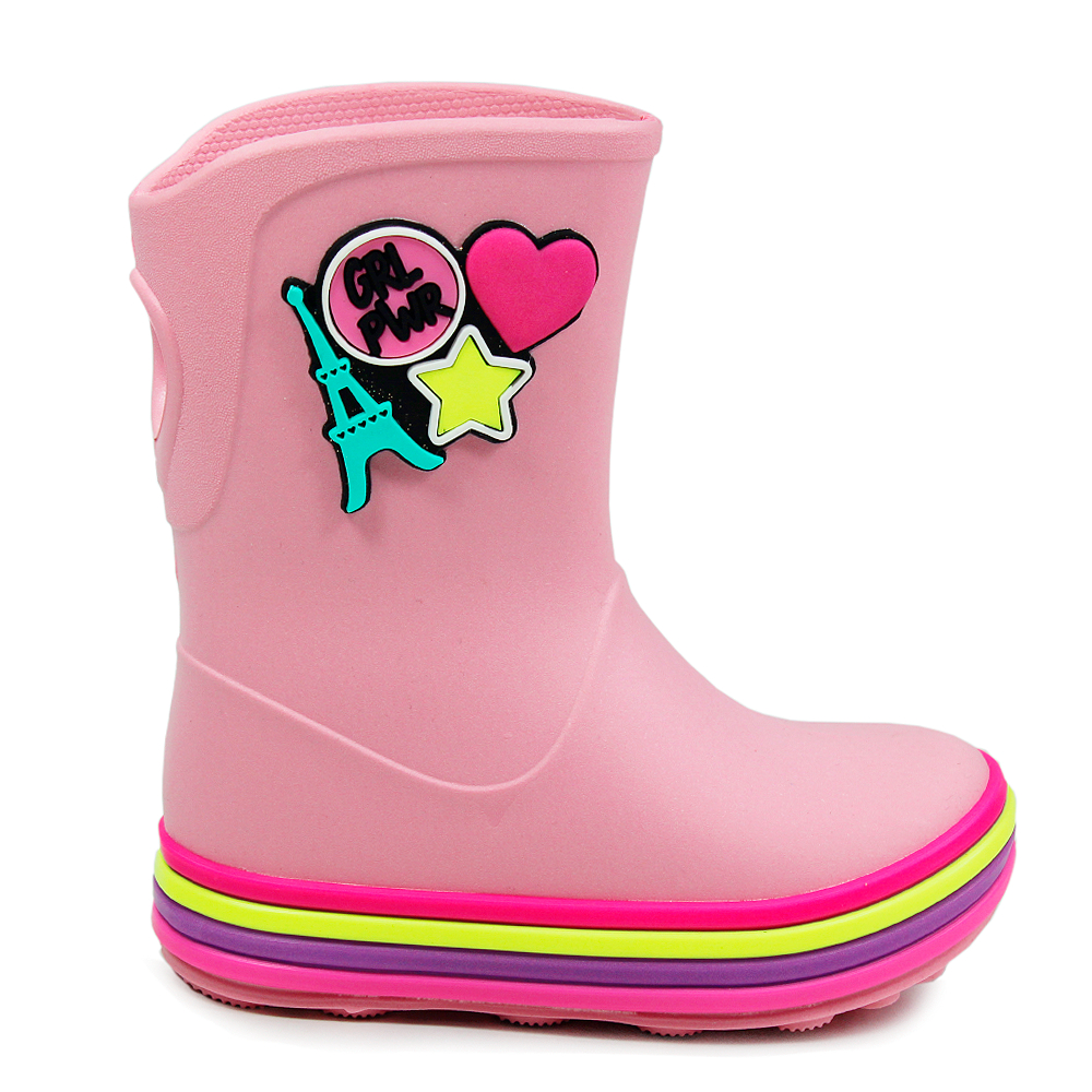 Imagem Galocha Infantil Menina Bota Plugt Acqua Girl Power Rosa Balé Paris Leve Macio Fofo Confortável