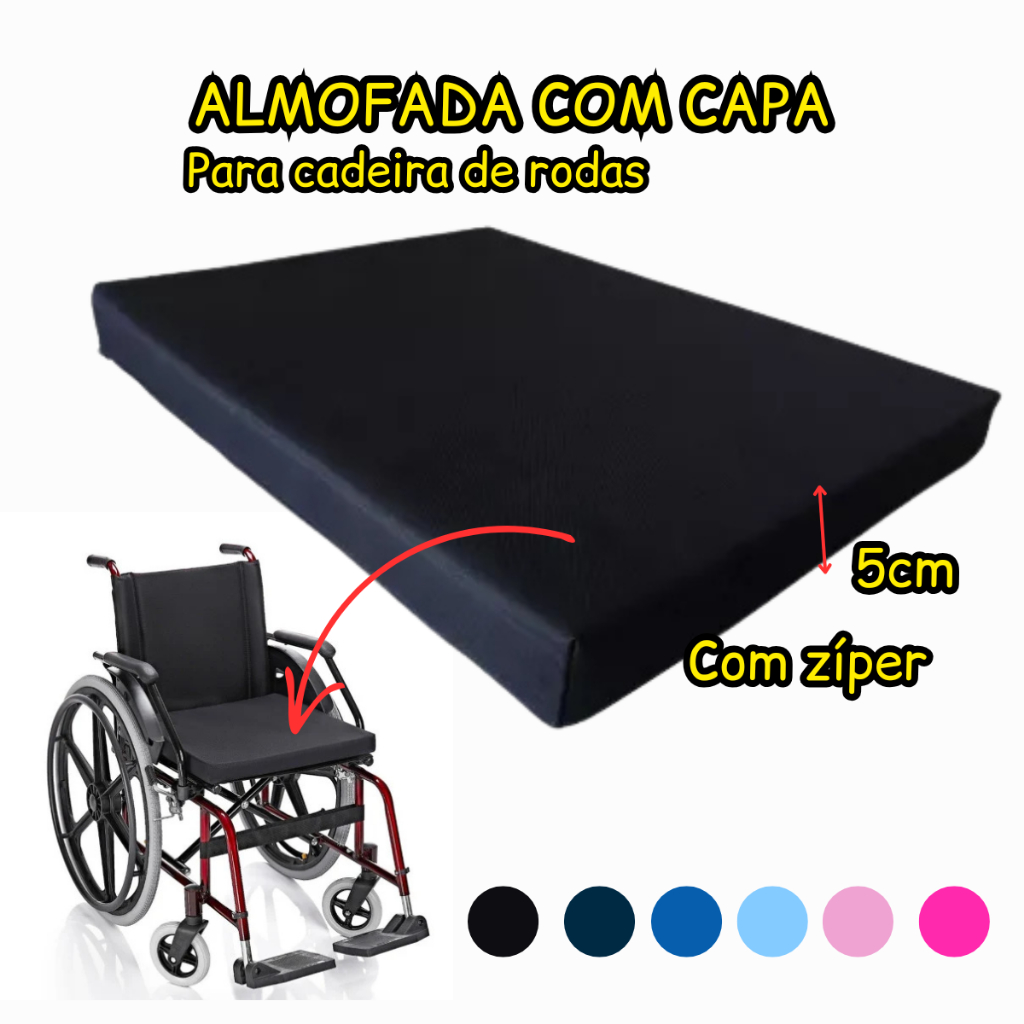 Almofada Para Cadeira De Rodas 43x43x5cm Impermeável Resistente Macia Capa Removível Zíper em Oferta na Shopee
