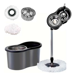 Mop Giratório Balde 9 Litros Esfregão 360 Cesto Inox Limpeza Centrífuga Com Alça em Oferta na Shopee