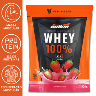 100% WHEY REFIL  900G (21g proteina) -  NEW MILLEN em Oferta na Shopee