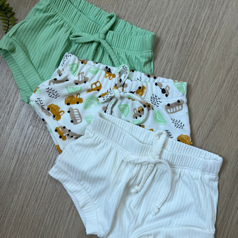 Tapa Fralda Short Infantil Bebê Menino Canelado Liso e Estampado Cueca Suedine Algodão