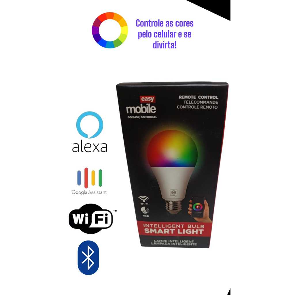 Lampada Inteligente smart wi-fi controle de funções pelo celular Alexa Bluetooth Google Assistent