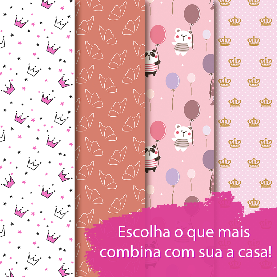 Papel de Parede Adesivo Infantil Coroas Poa Ursinho Cut Safari Balão Borboletas Gatinho Floral em Oferta na Shopee
