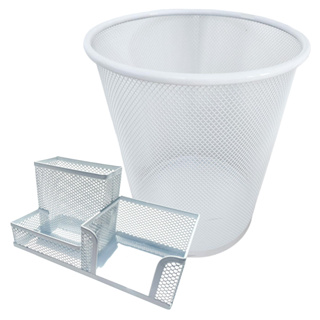Kit Organizador Preto/ Branco Cesto Lixeira Porta Treco Lápis Caneta Aramado De Mesa em Oferta na Shopee