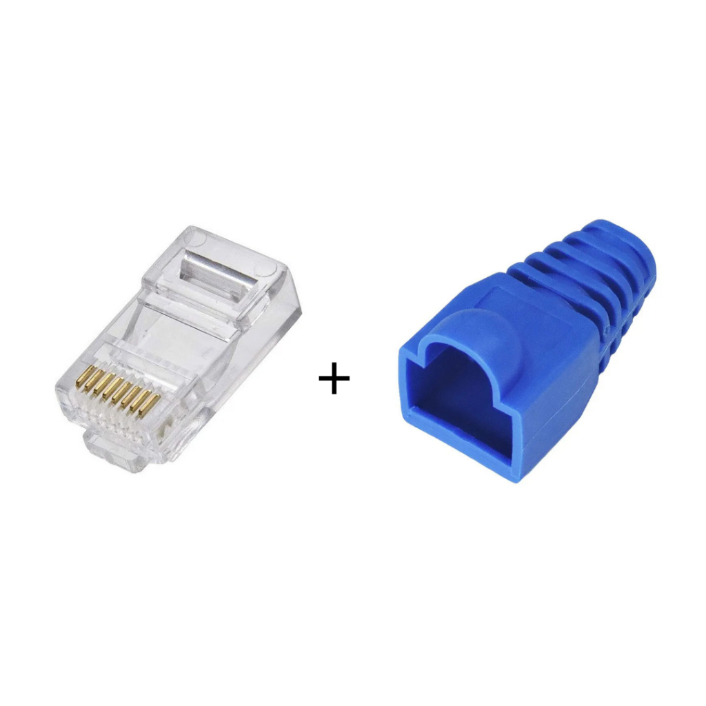 Capa e Plug Modular RJ45 Azul Interneed Cabo Conector Internet Proteção Segurança Design Sofisticado Casa Apartamento
