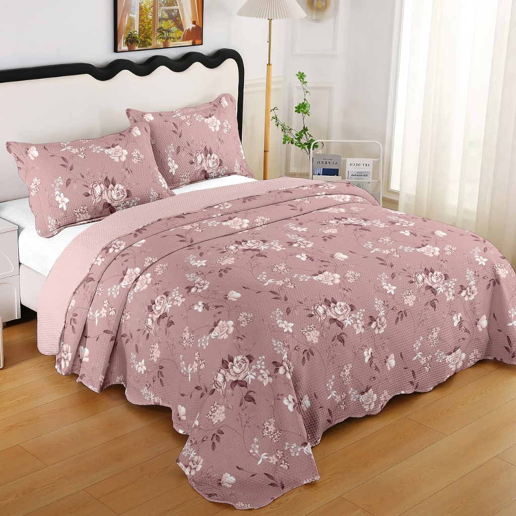 Kit Colcha Cobre Leito King 3 Peças Estampada