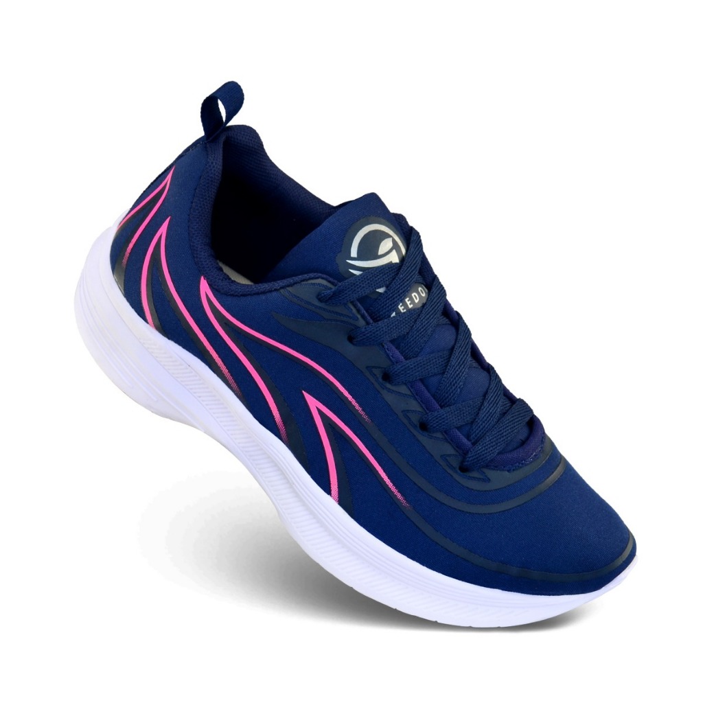 Tenis Feminino Escolar Academia Original FREEDOM Corrida Caminhada Lançamento MARINHO PINK