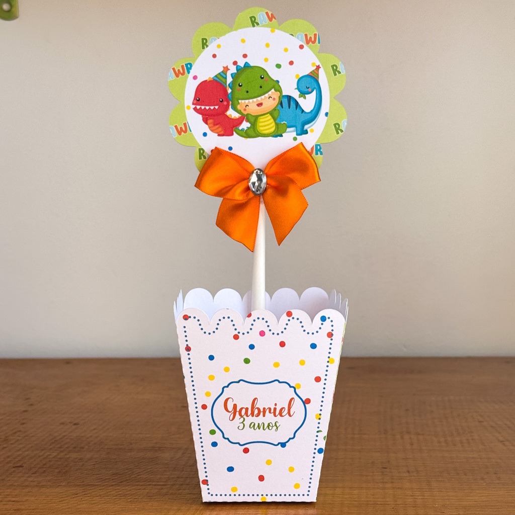 Kit de Centro de mesa Dinossauro Personalizado | Arranjo Cachepô Lembrancinha Festa