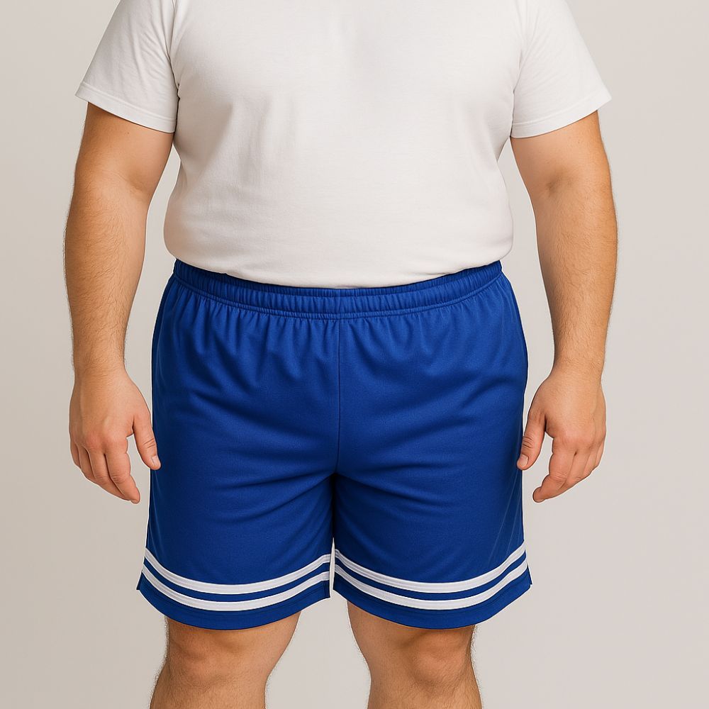 Shorts calção masculino confortável com listas e cordão academia futebol lazer 36 ao 60 plus size
