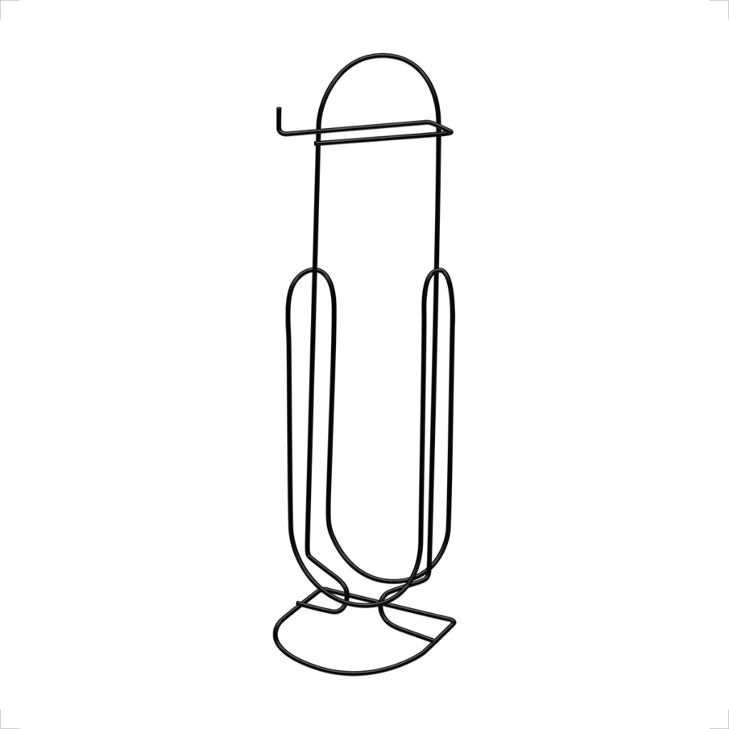 Suporte De Chão Porta Papel Higiênico Preto Em Aço 4 Rolos Banheiro