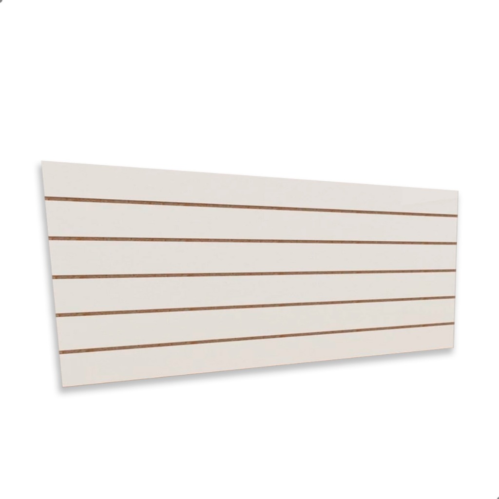 Painel Expositor Mdf 240x60cm Canaletado Branco Suporte Ganchos Parede Organização Produtos Loja