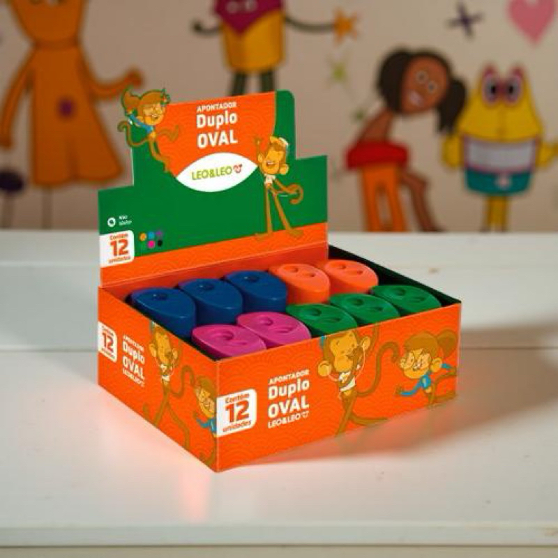 Apontadores Duplo Oval C/Deposito Caixa C/12 Und Leoeleo em Oferta na Shopee