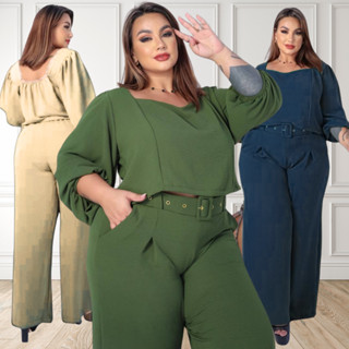 Conjunto Pantalona Feminino Blusa Calça Festa Elegante Evangelica Moda Cristã Madrinha Cas...