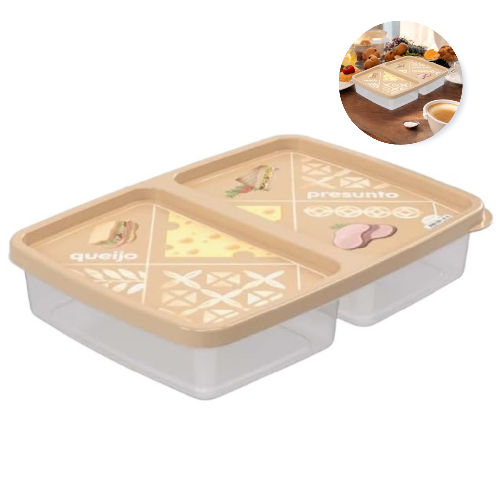 Pote Porta Frios Presunto Queijo 2 Divisórias Clic Retrô em Oferta na Shopee