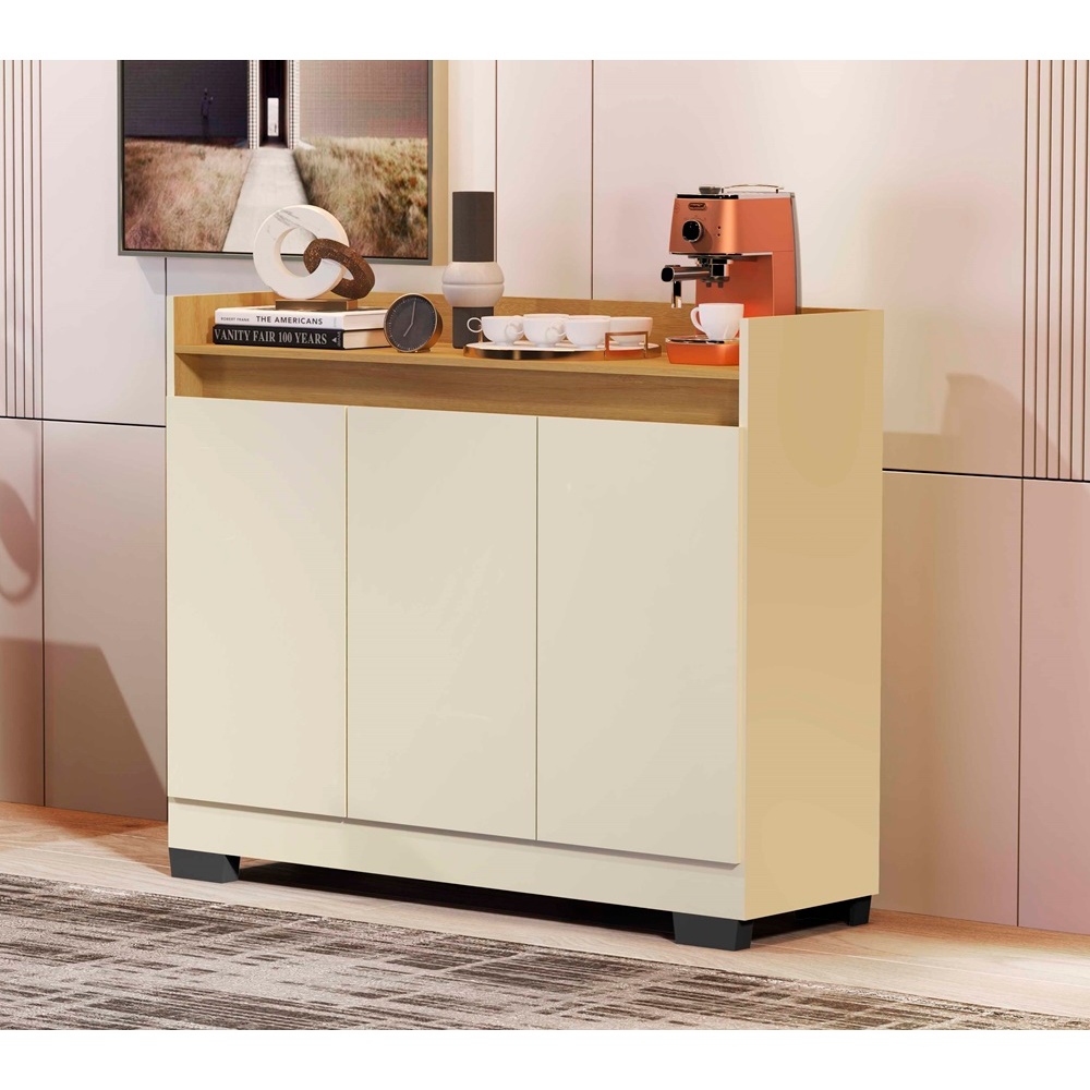 Rack Aparador Buffet Cantinho Café Retrô 3 Portas Ryzen Novo Modelo Lançamento