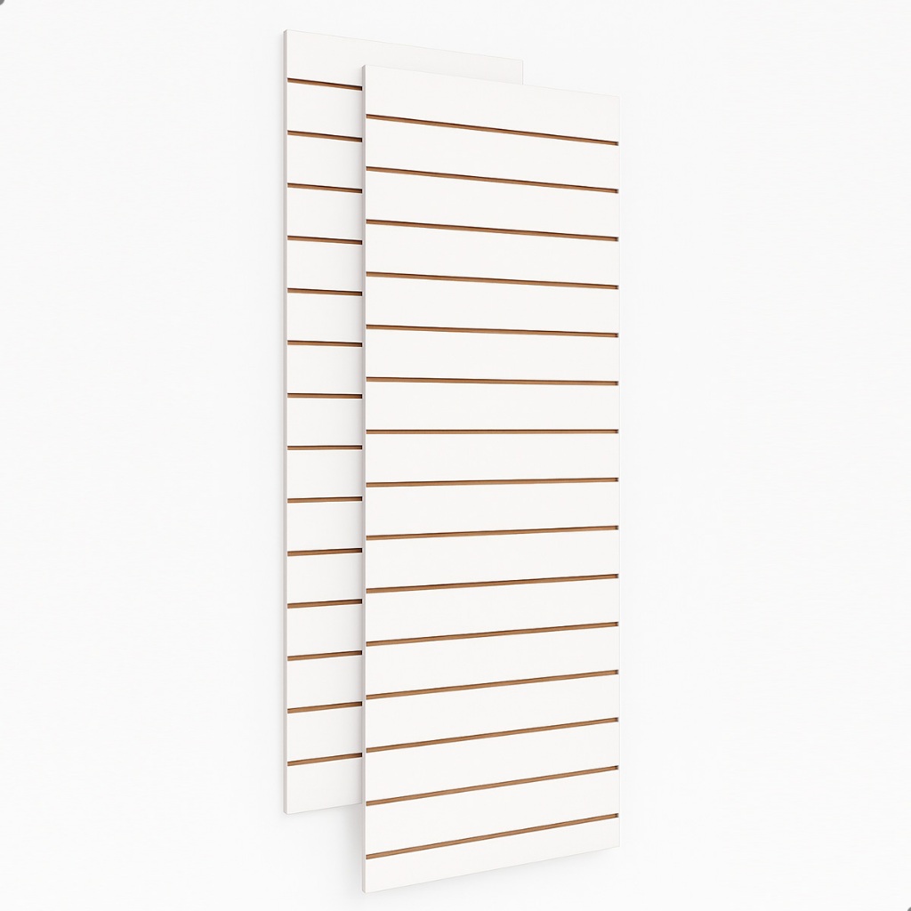 Painel Canaletado Mdf Branco 180x60cm Expositor Furado Suporte Ganchos Parede Organização Produtos Loja Salão