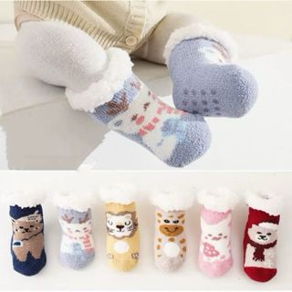 meias térmicas espessas e antiderrapantes 0-24 meses Menina em Oferta na Shopee