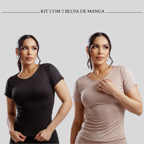 Kit Com 2 Blusa de Manga Curta Segunda Pele, em Oferta na Shopee
