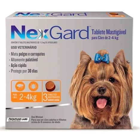 Kit 3 NexGard Antipulgas e Carrapatos p/ Cães de 2 a 4 kg Original